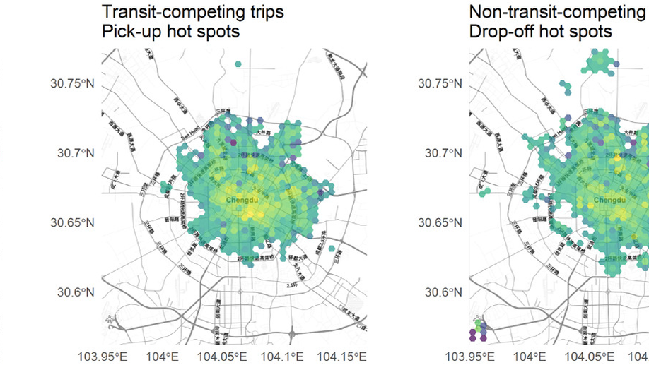 Ride-sourcing compared to its public-transit alternative using big trip data